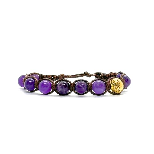 Samsara Kinder Tibetisches Buddhistisches Armband für Jungen/Mädchen - Shamballa mit Echten Natursteinen, Handgefertigt (AMETHYST) von Samsara