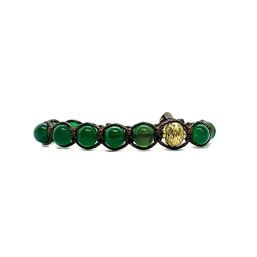 Samsara Kinder Tibetisches Buddhistisches Armband für Jungen/Mädchen - Shamballa mit Echten Natursteinen, Handgefertigt (GRÜNER ACHAT) von Samsara