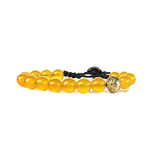 Samsara Tibetisches Buddhistisches Armband, Verstellbare Länge, Mystisches Glücksbringer-Schmuckstück - Hochfestes gewachstes Baumwollband (GELBER ACHAT) von Samsara