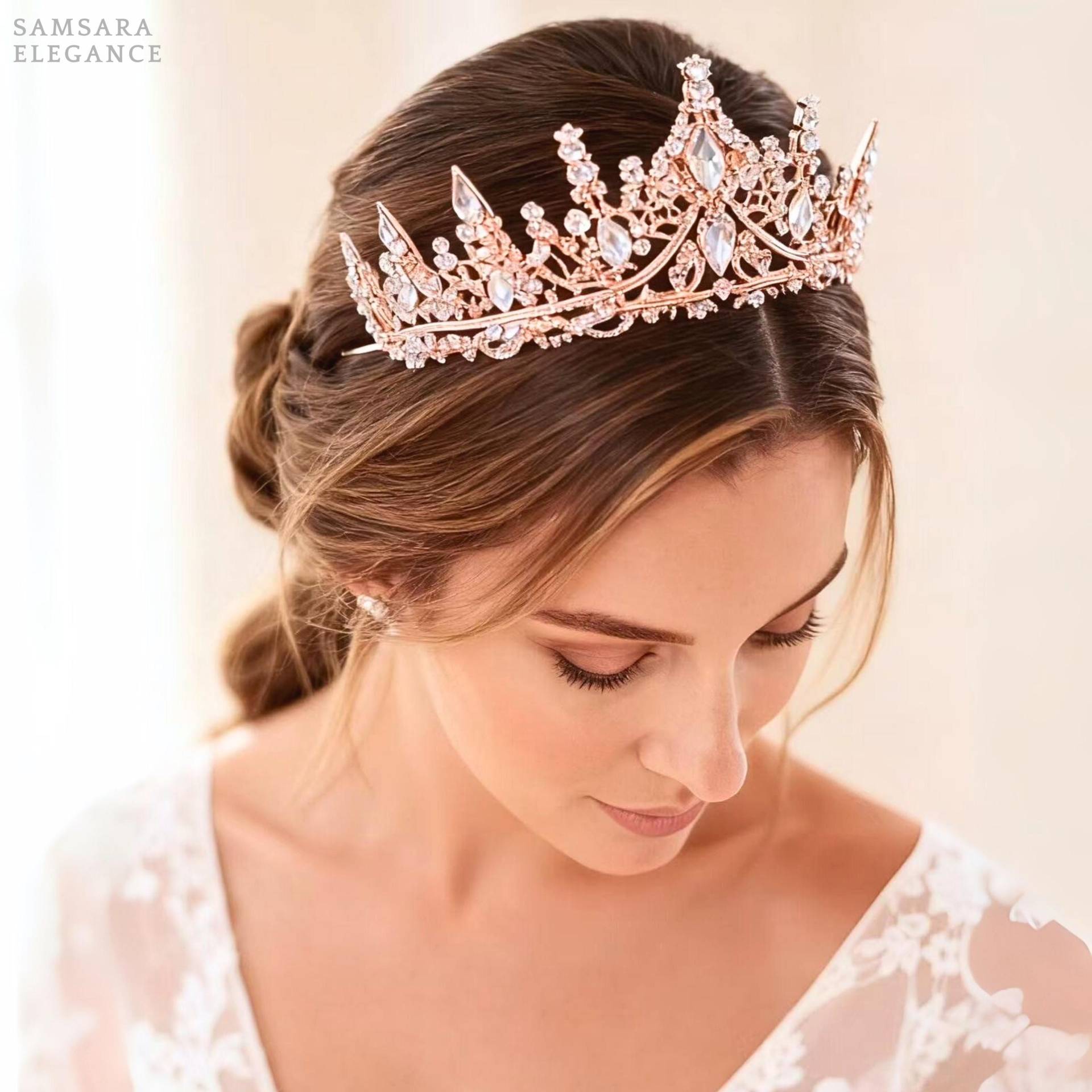 Bridal Tiara Crystal Crown, Wedding For Bride, Princess Sweet 16 Birthday Tiara, Communion Multi Color Options von SamsaraElegance