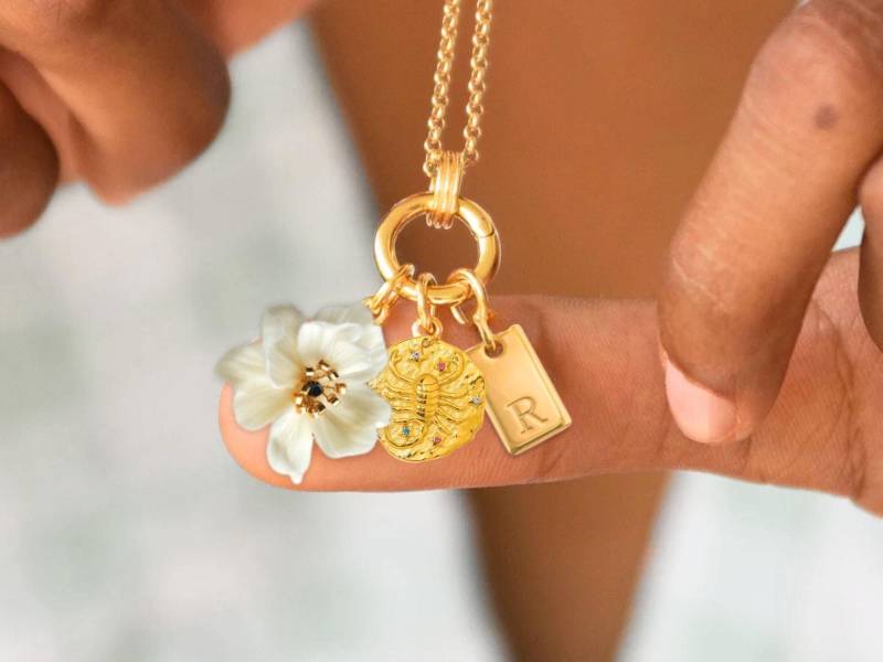 Custom Birth Flower Charms Necklaces, Handmade Cold Porcelain Flower, Adjustable Diy Personalized Jewelry Astrology Gift Birthday For Her von SamsaraElegance