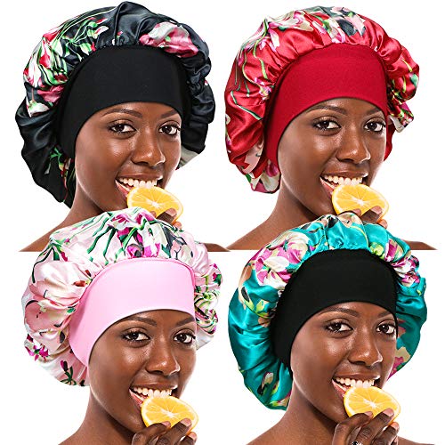 Schlafhaube mit breitem Band, Satin, weich, für Damen, 4 Stück, Gruppe 1, Einheitsgröße von Samserot