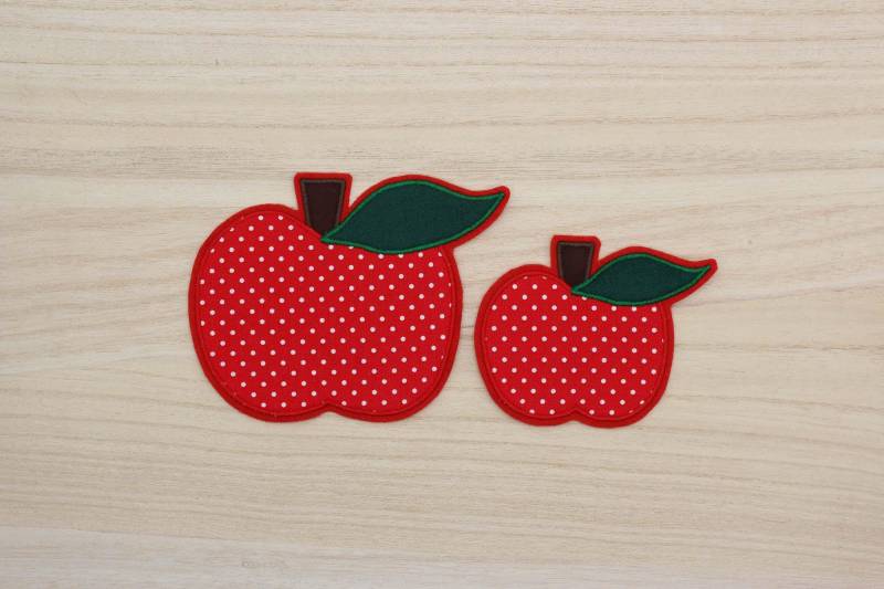 Apfel, Aufnäher, Bügelbild, Flicken Auf Filz, Applikation Für Kinder, Schultüte Patch, Diy, Gepunktet, Rot, Knieflicken, Hosenflicken von SamsitaDesign