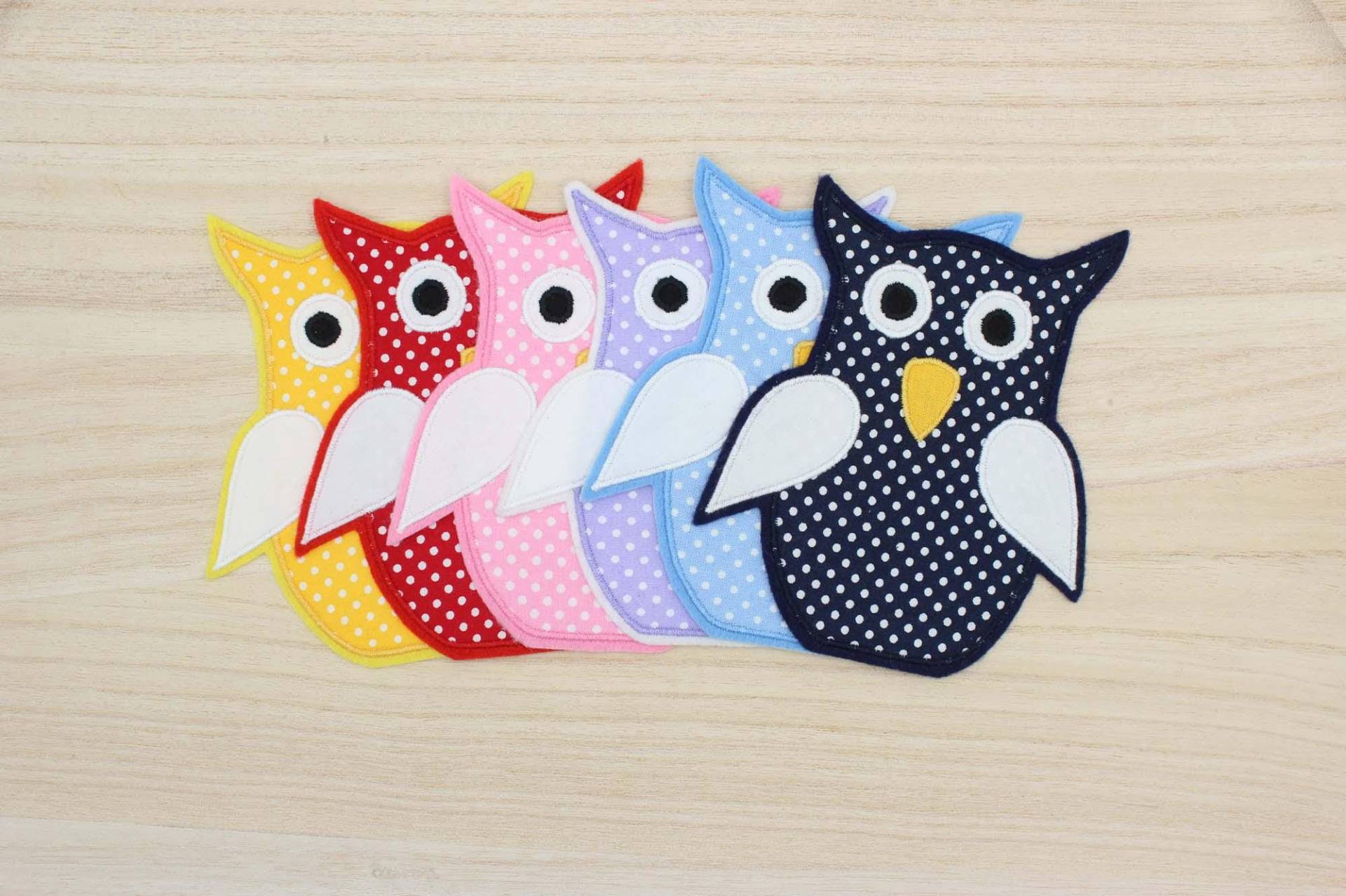 Eule, Aufnäher, Bügelbild, Flicken Auf Filz, Applikation Für Kinder, Schultüte Patch, Diy, Gepunktet, Rosa, Flieder, Gelb, Rot, Blau von SamsitaDesign
