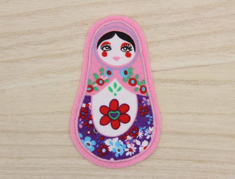Matroschka, Aufnäher, Bügelbild, Flicken Auf Filz, Applikation Für Kinder, Schultüte Patch, Diy, Rosa, Knieflicken, Hosenflicken von SamsitaDesign