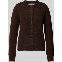 Samsøe Samsøe Cardigan aus Woll-Mix mit Rundhalsausschnitt in Schoko Melange, Größe L von Samsøe Samsøe