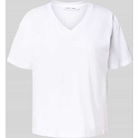 Samsøe Samsøe T-Shirt mit geripptem V-Ausschnitt Modell 'SAELI' in Weiss, Größe XL Samsøe Samsøe T-Shirt mit geripptem V-Ausschnitt Modell 'SAELI' in Weiss, Größe XL von Samsøe Samsøe