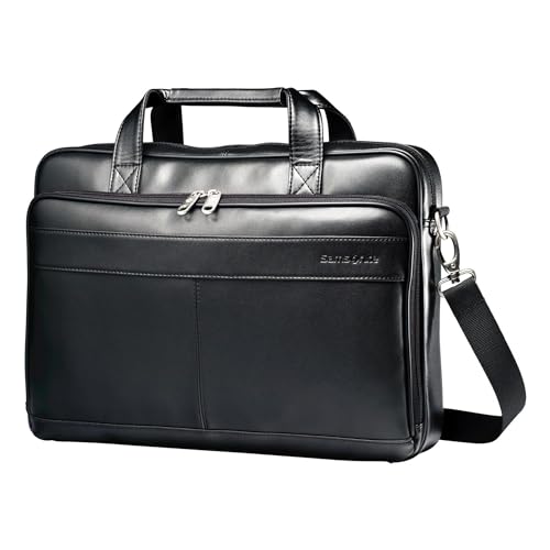 Samsonite Schmale Aktentasche aus Leder, Schwarz, 16" von Samsonite