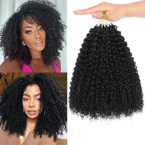 Samtress 10 Inch Pre Looped Micro Curly Twist Crochet Hair Synthetic 8 Packs Black Micro Twist Kinky Curly Crochet Hair Yanky Twist Crochet Hair Extensions for Black Women (#1B) von Samtress