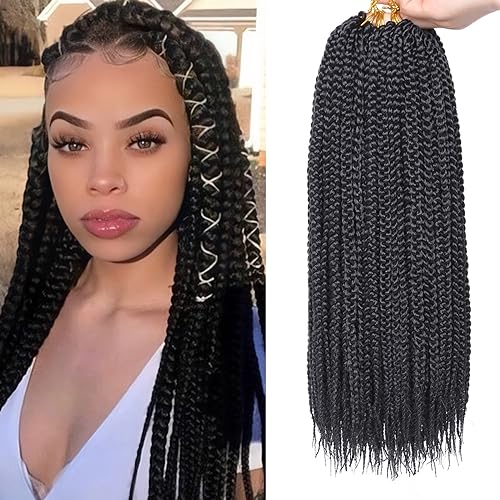 Samtress 14 Zoll 8 Packs Box Braids Crochet Hair 144 Strands Goddess Box Braids Pre-looped Knotless Medium Crochet Braids 3X Bohemian Braiding Hair Synthetic Crochet Hair Extensions for Women (#1B) von Samtress