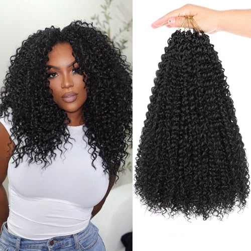Samtress 14 Inch Pre Looped Micro Curly Twist Crochet Hair 8 Packs Black Mini Passion Twist Micro Twist Kinky Curly Crochet Hair Extensions Yanky Twist Crochet Hair Synthetic for Black Women (#1B) von Samtress