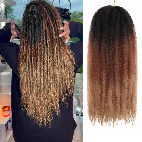 Samtress 18 Zoll Marley Twist Braiding Hair 8 Packs Springy Afro Kinky Twist Crochet Braids Synthetic for Senagalese Twists Ombre Pre Fluffed Afro Kinky Curly Hair Extension for Women (1B/30/27) von Samtress
