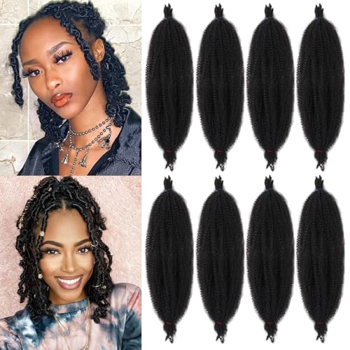 Samtress 18 Inch Springy Afro Twist Hair 8 Packs Pre-fluffed Natural Spring Twist Hair Wrapping Hair for Soft Locs Natural Black Afro Kinky Curly Marley Braiding Hair Extensions for Black Women (#1B) von Samtress