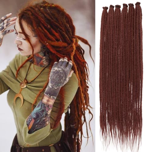 Samtress 20 Strands Single Ended Dreadlock Extensions for Women/Men Thin 0.6cm 24 Inch Handmade Synthetic Dreads Extensions Copper Red Reggae Hip-Hop Dreads Hair Extensions (#350) von Samtress