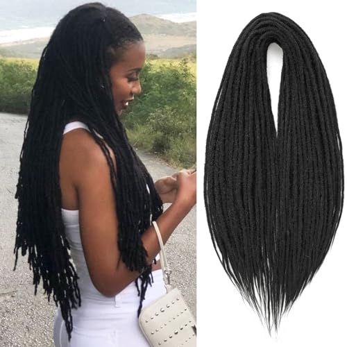 Samtress 24 Inch Double Ended Dreadlock Extensions Black Hippie Dreads 10 Strands Thin 0.6cm Handmade Bohemian Box Braids with Curly Ends for Women (#1B) von Samtress