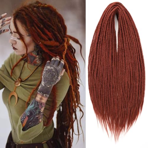 Samtress 24 Inch Double Ended Dreadlock Extensions Copper Rede Hippie Dreads 10 Strands Thin 0.6cm Handmade Bohemian Box Braids with Curly Ends for Women (#350) von Samtress
