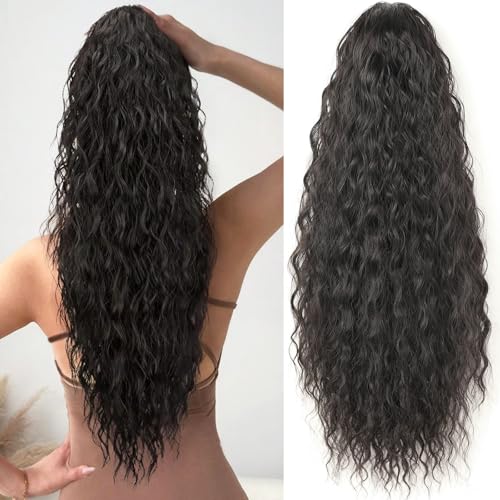 Samtress 24 Inch Drawstring Ponytail Hair Extensions for Women Long Curly Wavy Ponytail Extension Hairpiece Clip in for Daily Use Party (#2) von Samtress