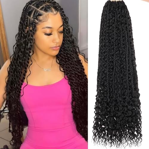 Samtress 30 Zoll Boho Senegalese Twist Crochet Hair with Curls 9 Packs Pre-Looped Boho Island Twist Crochet Hair Extensions Long Natural Black Bohemian Goddess Twist Crochet Braids for Women (#1B) von Samtress