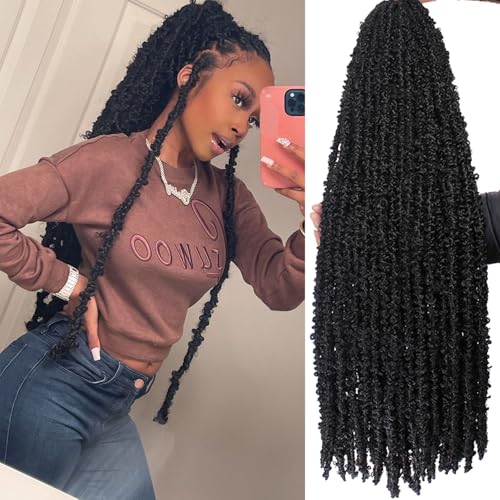 Samtress 36 Inch Butterfly Locs Crochet Hair Long Distressed Faux Locs Crochet Braids Synthetic 6 Packs Pre Looped Soft Locs Crochet Braids Hair Extensions for Women Black (#1B) von Samtress