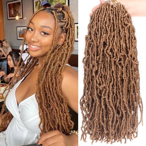 Samtress 7 Packs Goddess Locs Crochet Hair Extension 18 Inch Pre-Looped New Faux Locs Crochet Braids Ombre Blonde Soft Locs Curly Faux Locs Braiding Hair Synthetic for Women (#27) von Samtress