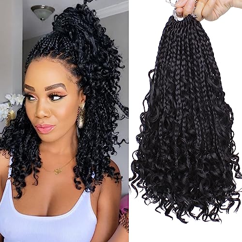 Samtress 8 Packs Boho Box Zöpfe Crochet Haar 14 Zoll Göttin Box Zöpfe mit lockigem Haar natürlichen schwarzen Pre Looped böhmischen Box Zöpfe unordentlich synthetischen Flechten Haar für Frauen (#1B) Samtress 8 Packs Boho Box Zöpfe Crochet Haar 14 Zoll Göttin Box Zöpfe mit lockigem Haar natürlichen schwarzen Pre Looped böhmischen Box Zöpfe unordentlich synthetischen Flechten Haar für Frauen (#1B) von Samtress