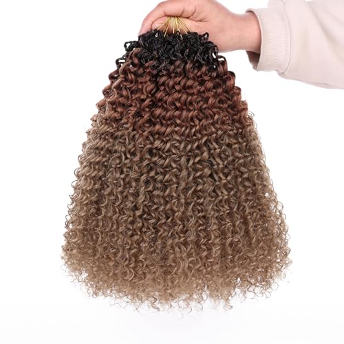 Samtress 8 Packs Micro Kinky Curly Crochet Hair 12 Inch Omber Pre Looped Micro Curly Twist Crochet Hair Synthetic for Black Women (#1B3027) von Samtress