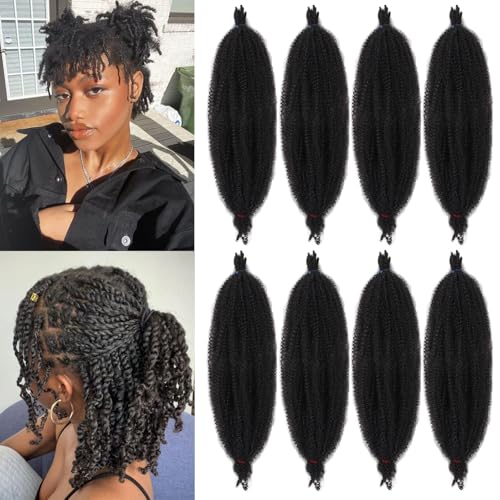Samtress 8 Packs Pre Separated Springy Afro Kinky Hair 8 Inch Short Marley Twist Braiding Hair Synthetic Natural Black Pre-fluffed Natural Spring Twist Hair Wrapping Hair for Soft Locs for Women (#1B) Samtress 8 Packs Pre Separated Springy Afro Kinky Hair 8 Inch Short Marley Twist Braiding Hair Synthetic Natural Black Pre-fluffed Natural Spring Twist Hair Wrapping Hair for Soft Locs for Women (#1B) von Samtress