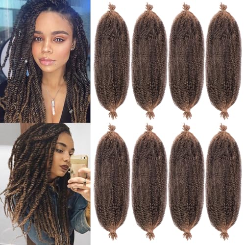 Samtress 8 Packs Springy Afro Kinky Hair 12 Inch Pre-fluffed Natural Spring Twist Hair Wrapping Hair for Soft Locs Synthetic Marley Twist Braiding Hair Extension for Black Women (#T27) von Samtress