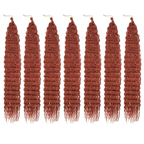 Samtress Ocean Wave Crochet Hair Copper Red Curly Wave Crochet Hair Synthetic 30 Inch 7 Packs Deep Wave Curly Braiding Hair Extensions For Women (#350) von Samtress