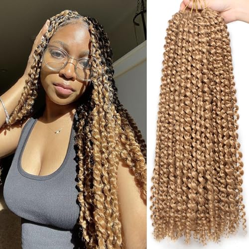 Samtress Passion Twist Crochet Hair 18 Inch Bohemian Curly Braiding Hair for Butterfly Locs 7 Packs Water Wave Passion Twists Crochet Braids Synthetic for Black Women (#27) von Samtress