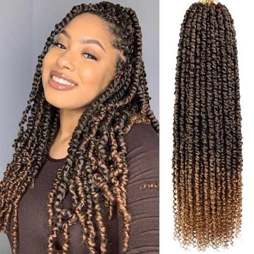 Samtress Passion Twist Häkelhaar, vorgeschlungenes Häkelhaar, Passion Twist-Haar, 55,9 cm, Ombréblond, böhmische Kunsthaar-Extensions mit Lockenenden für Damen, 8 Packungen (#T27) von Samtress