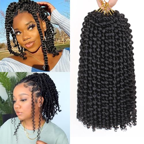 Samtress Passion Twist Hair 12 Zoll 7 Packs Water Wave Crochet Hair Natural Black Passion Twists Braiding Hair for Butterfly Locs/Spring Twists Crochet Braids Synthetic for Women (#1B) von Samtress