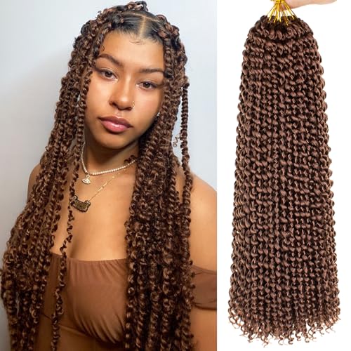 Samtress Passion Twist Hair 18 Zoll Water Wave Crochet Hair 7 Packs Brown Pre Looped Passion Twists Hair for Spring Twists、Butterfly Locs Crochet Braids Hair Extensions for Women (#30) von Samtress