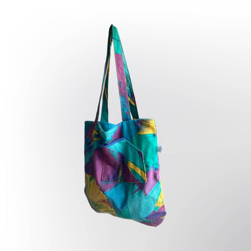 Tragetasche Natürliche Baumwolle Mit Fächern Und Zum Wenden Schultertasche Strandtasche Damen Einkaufstasche Geburtstagsgeschenk Unisex Fair von SamuAtelier