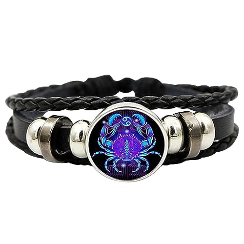 Samuliy 12 Sternbild Armband - Seil-Sternbild-Armband - Sternbild-Leder-Unisex-Armband für Erwachsene von Samuliy