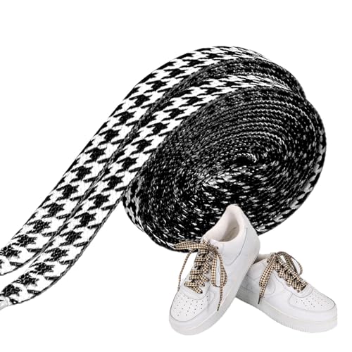 Samuliy Bedruckte Schnürsenkel,Sneaker-Schnürsenkel - Polyester-gestreifte flache Schnürsenkel für Sneakers - Schuhzubehör, dick gestrickt, 1 Paar für Damen, Herren, passend für weiße Schuhe, von Samuliy