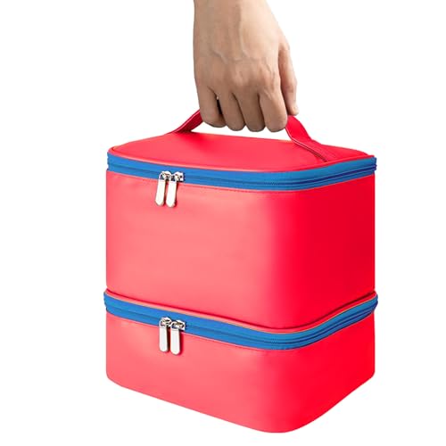 Samuliy Nagel-Organizer-Tasche – Nagellack-Tragetasche mit hoher Kapazität – Aufbewahrungsbox mit hoher Kapazität für 30 Nagelkleberflaschen, Massageöl und Kosmetiktasche, rot, 1 von Samuliy