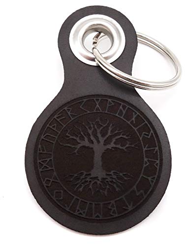 Samunshi® Aegishjalmur Schlüsselanhänger Leder Gravur Motiv für Männer und Frauen Individuell Schlüssel Anhänger Geschenk 8x4,8cm dunkel braun/graviert von Samunshi