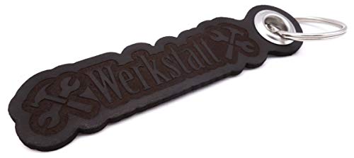 Samunshi® Leder Schlüsselanhänger mit Gravur Werkstatt Geschenke Made in Germany 12x2,8cm dunkel braun/graviert von Samunshi
