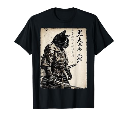 Samurai-Katze, japanische Kunst, Anime-Geschenke, Männer, Frauen, Kinder, Grafik T-Shirt von Samurai Cat Apparel Gifts Graphic Tees