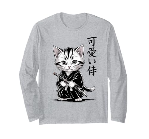 Kawaii Baby Neko - Kawaii Kätzchen Samurai Katze Langarmshirt von Samurai Cat Kawaii - Chibi Kitten Warrior
