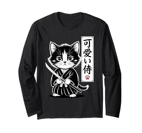 Kawaii Kätzchen Samurai Katze - Cute Baby Neko Langarmshirt von Samurai Cat Kawaii - Chibi Kitten Warrior