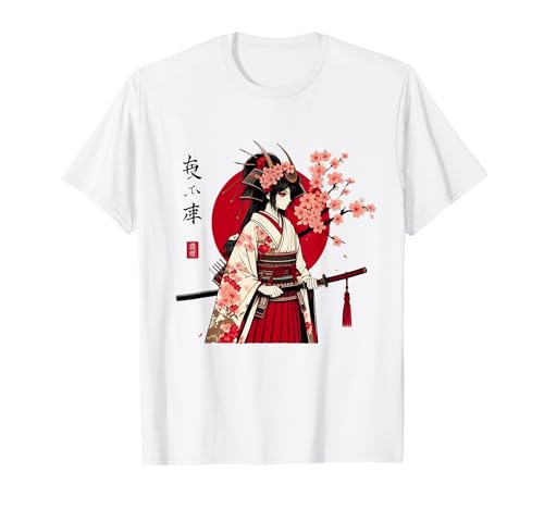 Samurai Mädchen japanische ästhetische T-Shirt von Samurai Girl Artwork Co