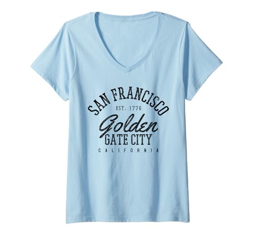 Damen San Francisco Shirt - Golden Gate City Kalifornien Souvenir T-Shirt mit V-Ausschnitt von San Francisco California T-Shirts & Souvenirs