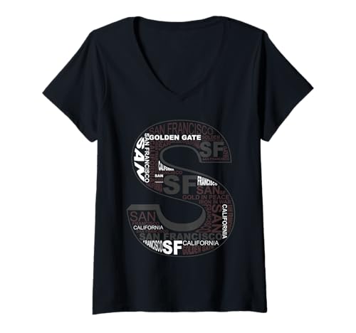 Damen San Francisco Golden Gate Bridge California T-Shirt mit V-Ausschnitt von San Francisco Geschenk California Souvenir DAIMMER