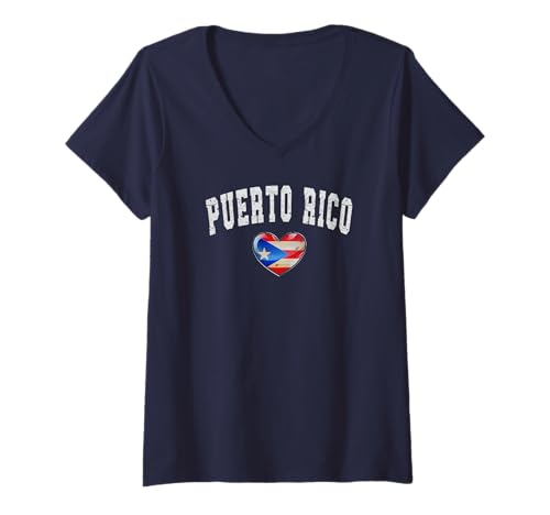 Damen Old San Juan Heart Puerto Rico Pride T-Shirt T-Shirt mit V-Ausschnitt von San Juan Spirit Wear