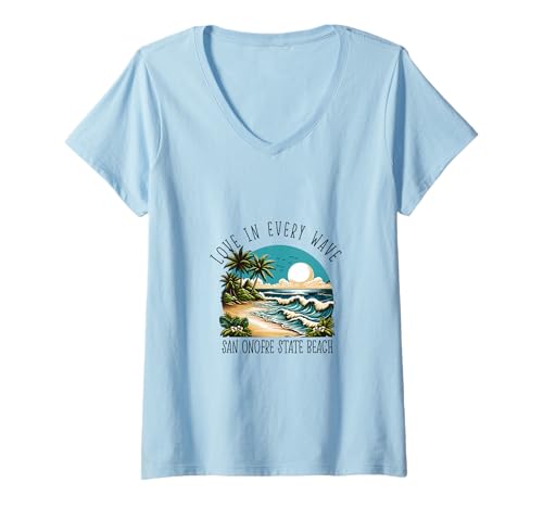 Damen Liebe in jeder Welle - San Onofre State Beach T-Shirt mit V-Ausschnitt Damen Liebe in jeder Welle - San Onofre State Beach T-Shirt mit V-Ausschnitt von San Onofre State Beach in California Designs
