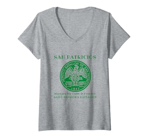 Damen San Patricios Saint Patrick's Bataillon T-Shirt mit V-Ausschnitt Damen San Patricios Saint Patrick's Bataillon T-Shirt mit V-Ausschnitt von San Patricios Saint Patrick's Battalion Irish