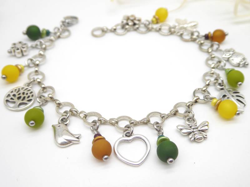 Bettelarmband Im Herbstlichen Stil, Armband, Armschmuck in Gelb Rot Grün Braun, Natur Herbst, Polarisperlen, Geschenk Frau Mädchen von SanDesign4u