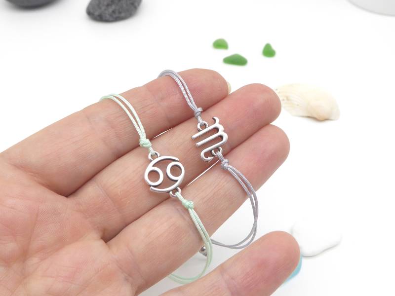 Feines Armband in Wunschfarbe, Mit Sternzeichen, Verstellbar Schiebeknoten, Geschenk Für Frauen Und Mädchen von SanDesign4u